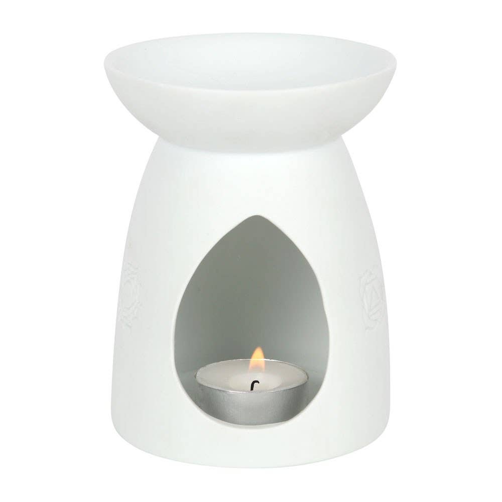 White Ceramic Seven Chakra Tealight Wax Warmer