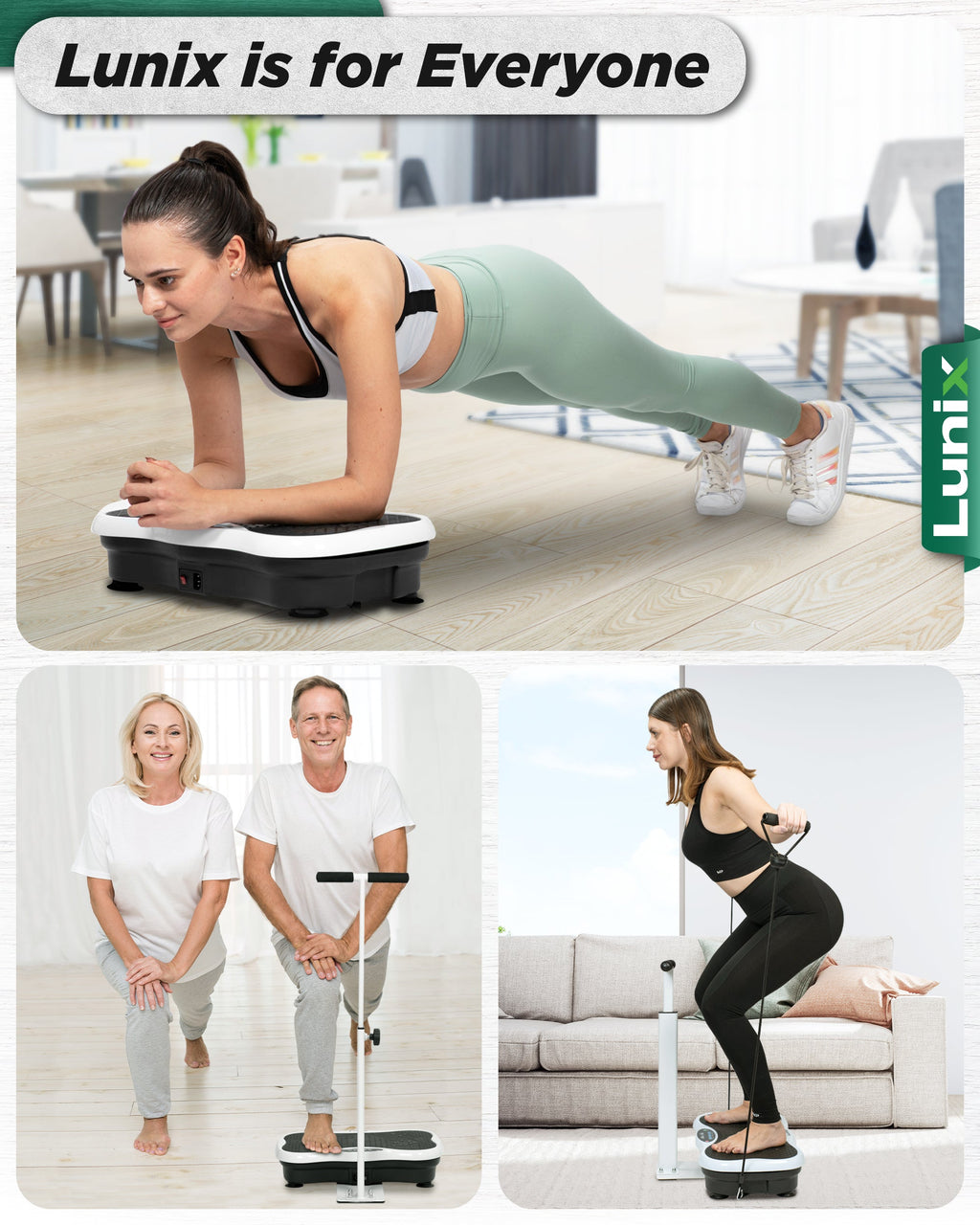LX18 Vibration Plate, Pearl White, to activate muscles, improve strength, increase balance