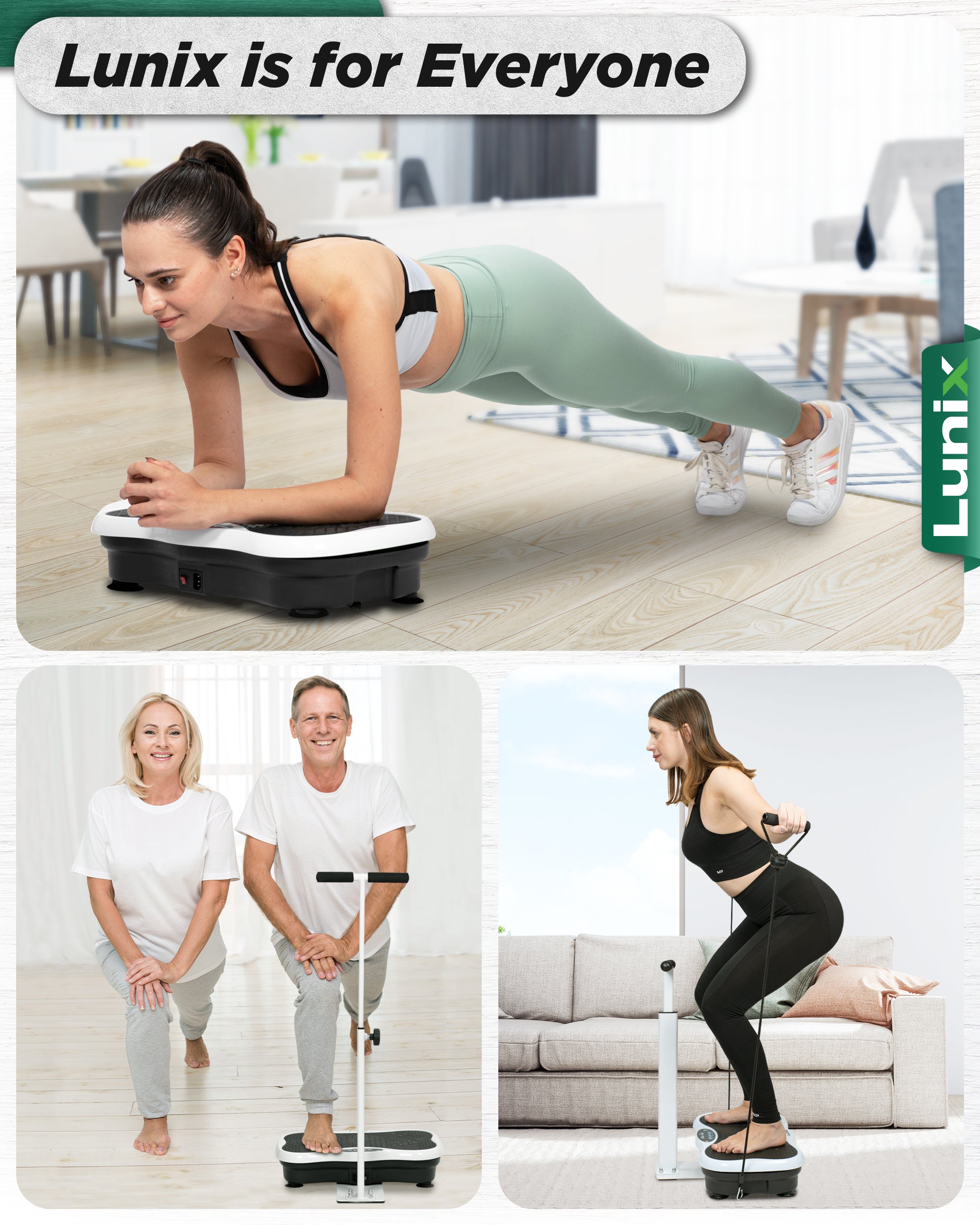 LX18 Vibration Plate, Pearl White, to activate muscles, improve strength, increase balance