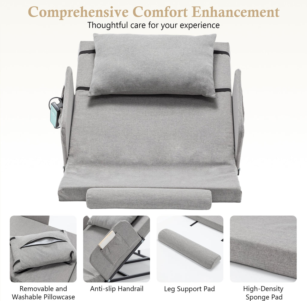 Bed Backrest Electric Adjustable 68 Degree Safety Rails Washable 300 LB