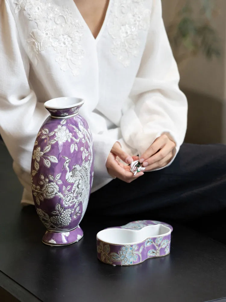 “Nirvana” Phoenix Relief Flat Vase