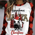 Women’s Hippopotamus Christmas Leopard-Plaid Shirt