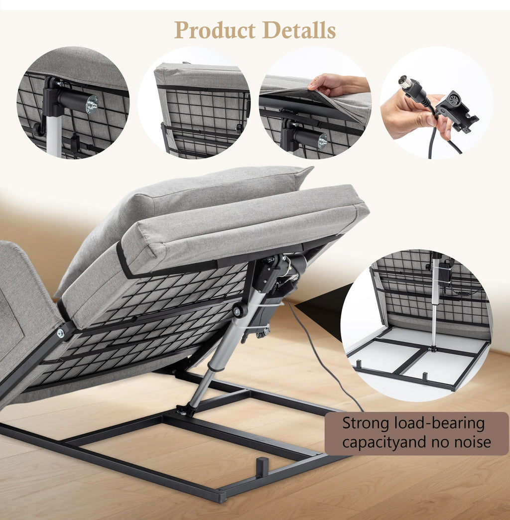 Bed Backrest Electric Adjustable 68 Degree Safety Rails Washable 300 LB