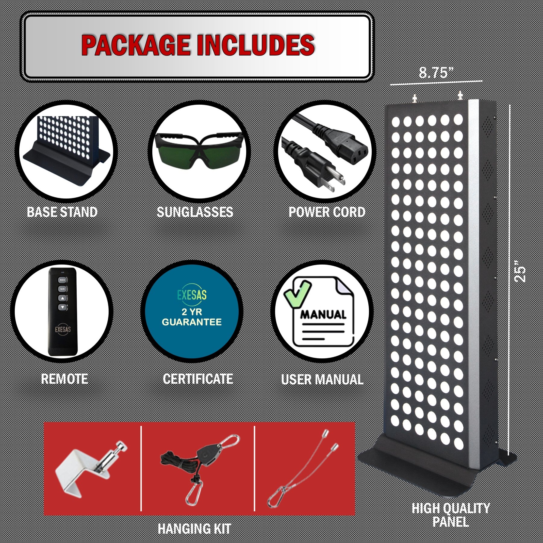 EXESAS 120 LED, 600W Dual-Chip, Red Light Therapy Device for Full Body, 4-Wavelengths Infrared LED Panel for Skin, Weight, Pain, Wellness