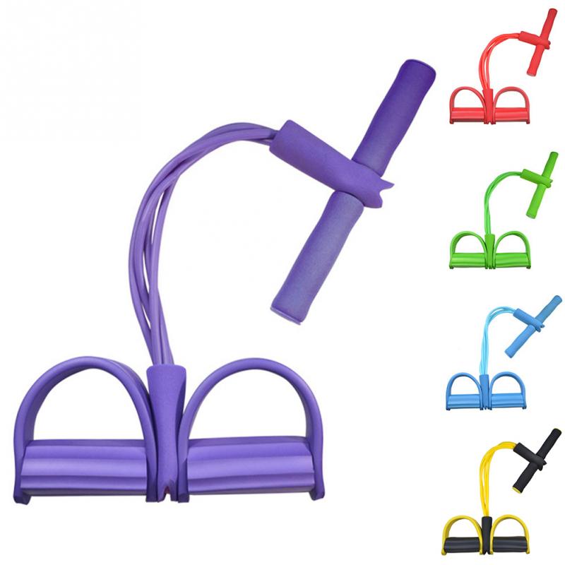 Natural Latex Foot Pedal Elastic Pull Rope with Handle Fitness Equipment Bodybuilding Expander