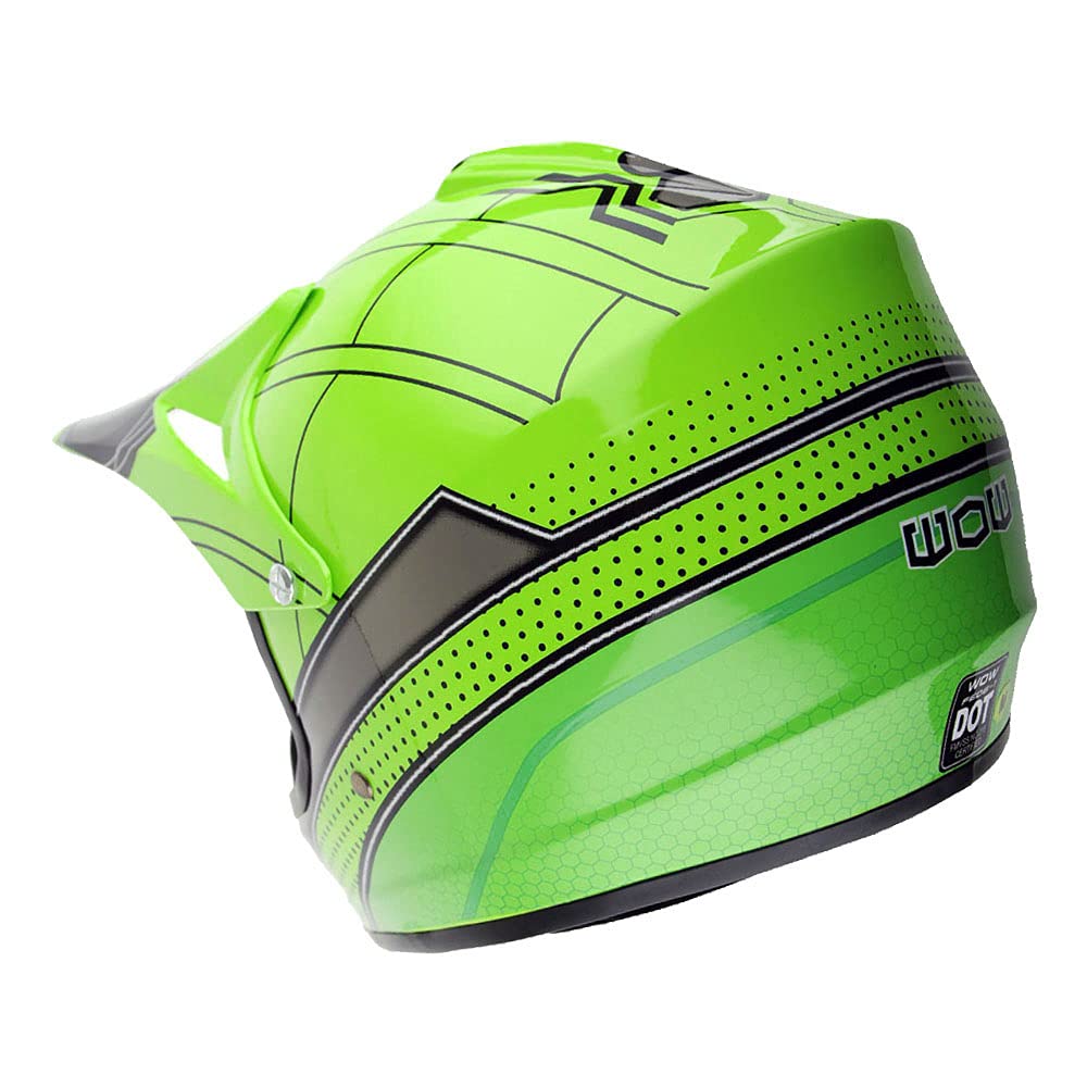 WOW Youth Kids Motocross BMX MX ATV Dirt Bike Helmet Spider Green Size Large