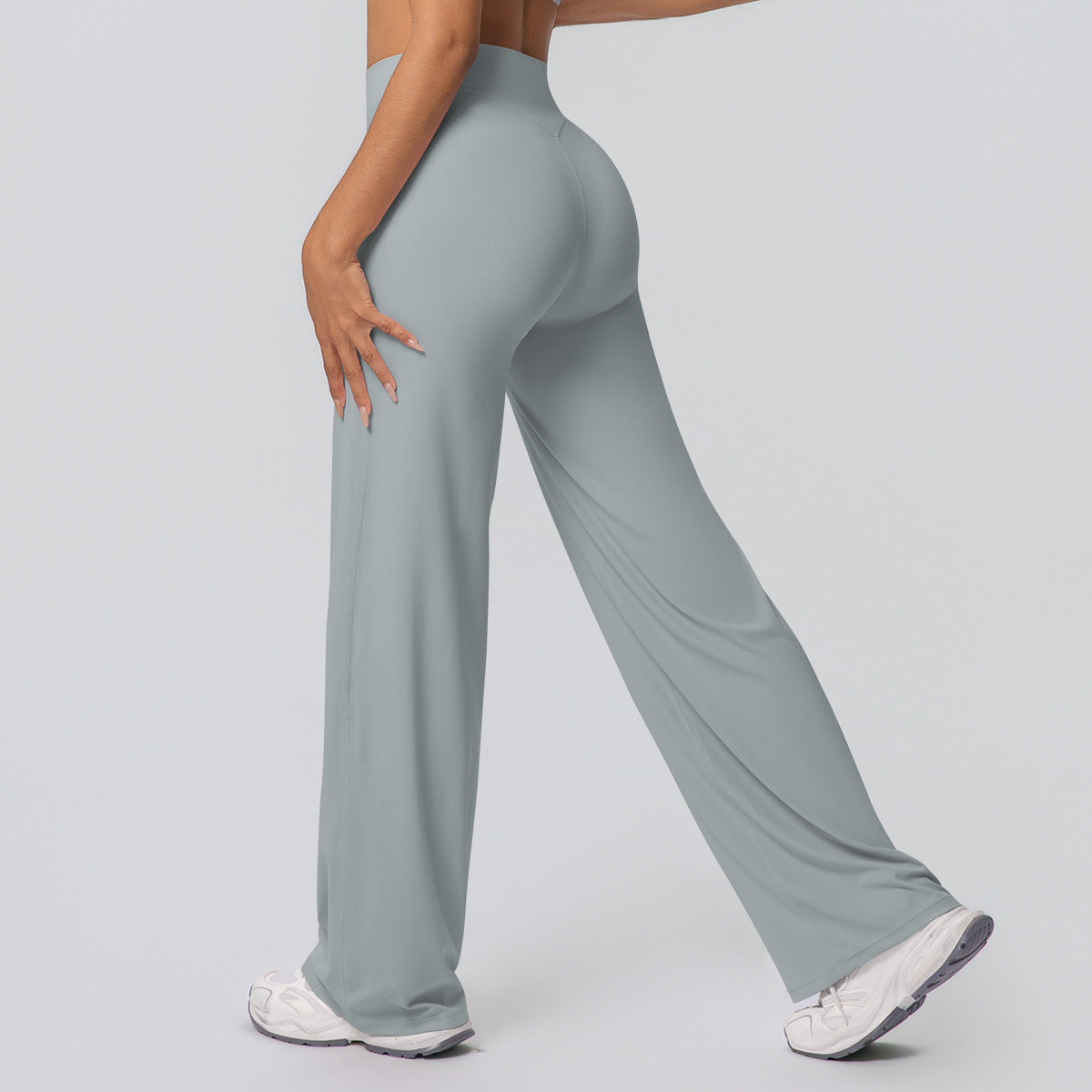 Casual High-waisted Loose-fit Solid-color Yoga Pants That Hug The Hips