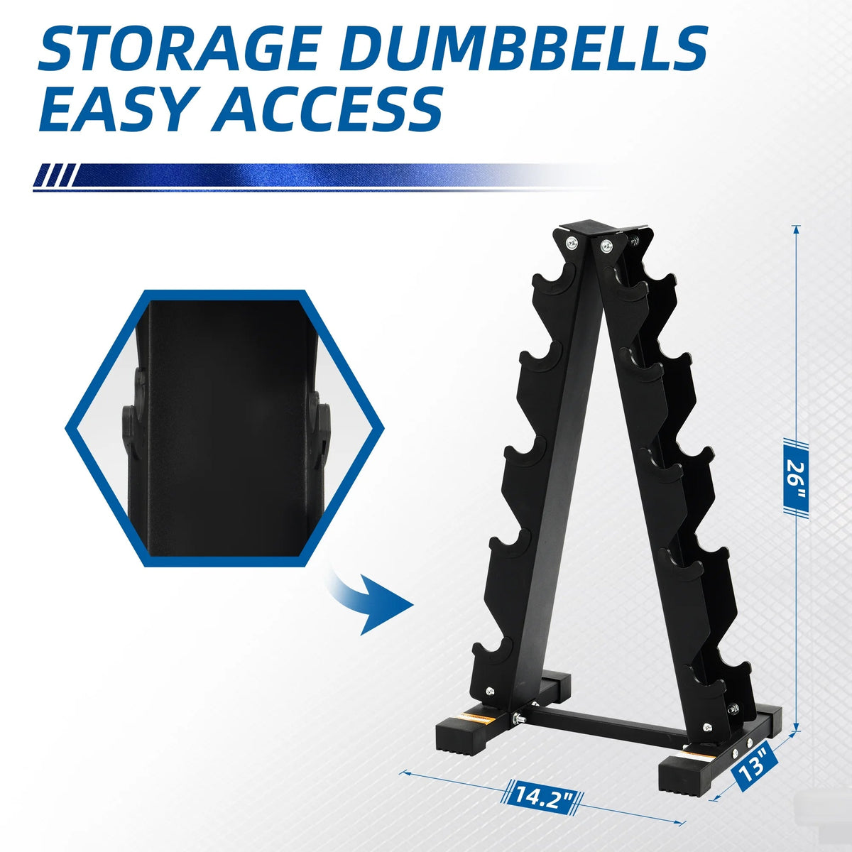 150LB Coated Hex Dumbbell Weight Set and A-Frame Storage Rack, 5-25 Lbs Pairs