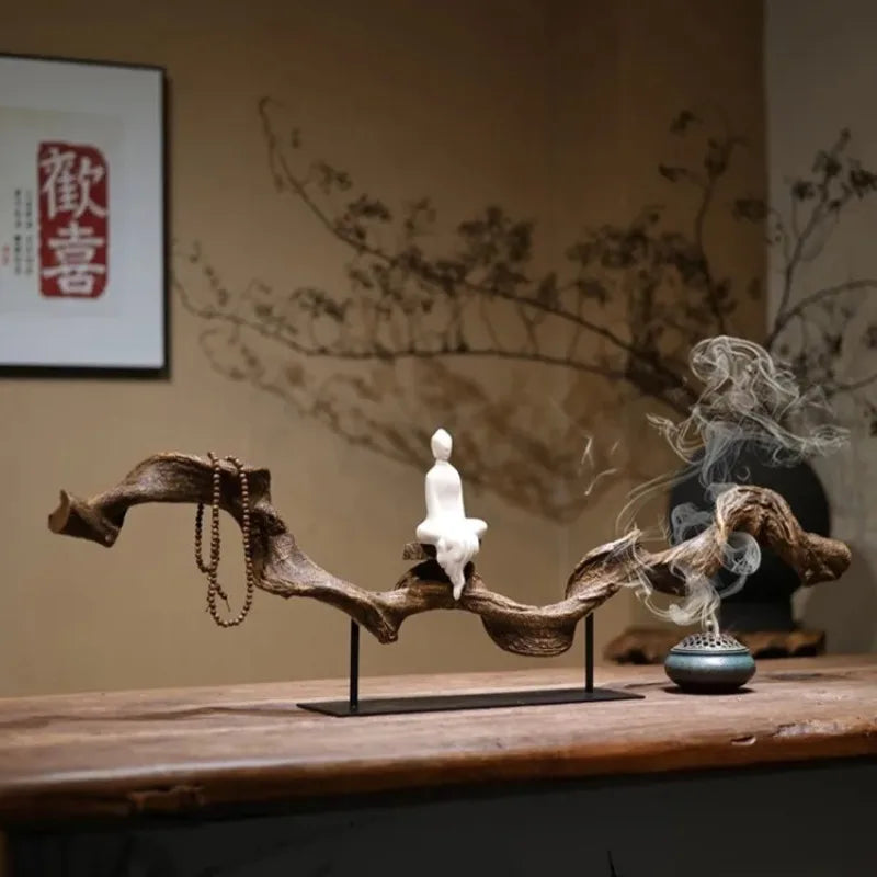 Zen-Inspired Wabi-Sabi Resin Sculpture – Abstract Entryway & Tea Room Ornament