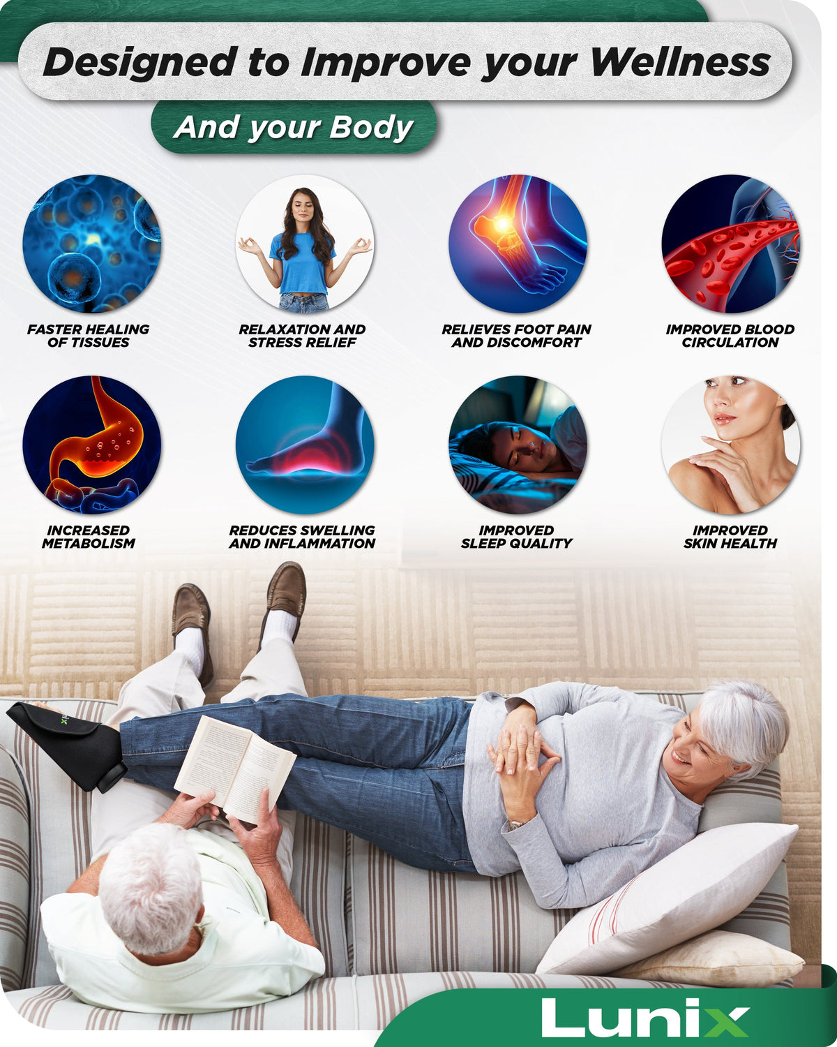 LX24 Red Light Therapy for Feet,  Charcoal Black, to support healthy circulation