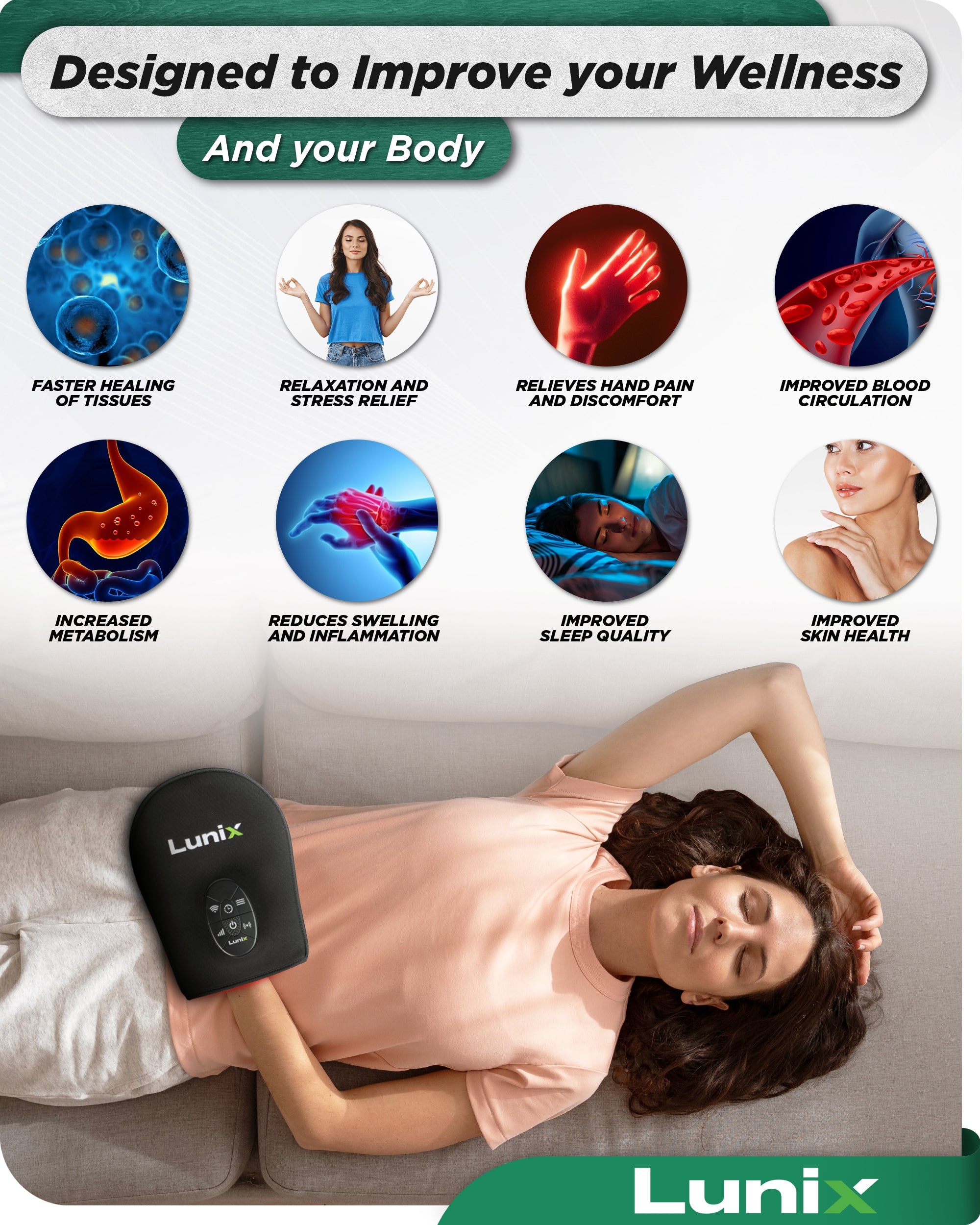 LX23 Red Light Therapy for Hand, Charcoal Black, to ease joint discomfort and stiffness