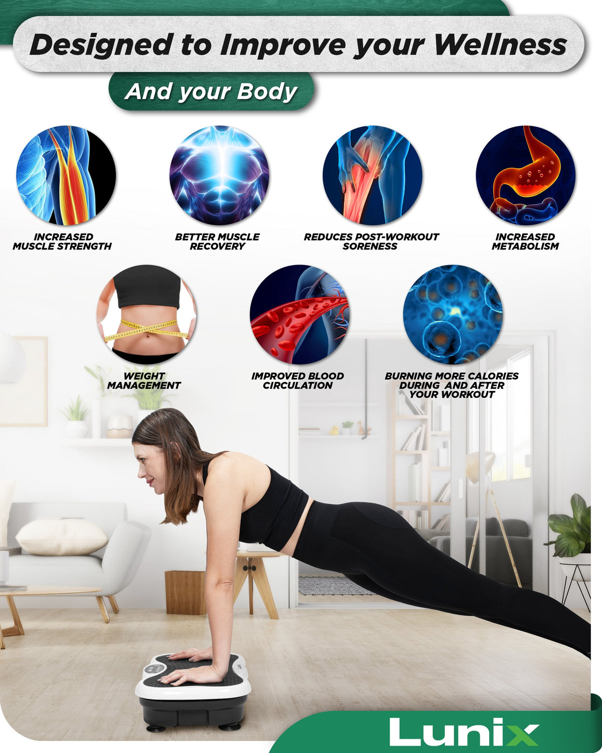 LX18 Vibration Plate, Pearl White, to activate muscles, improve strength, increase balance