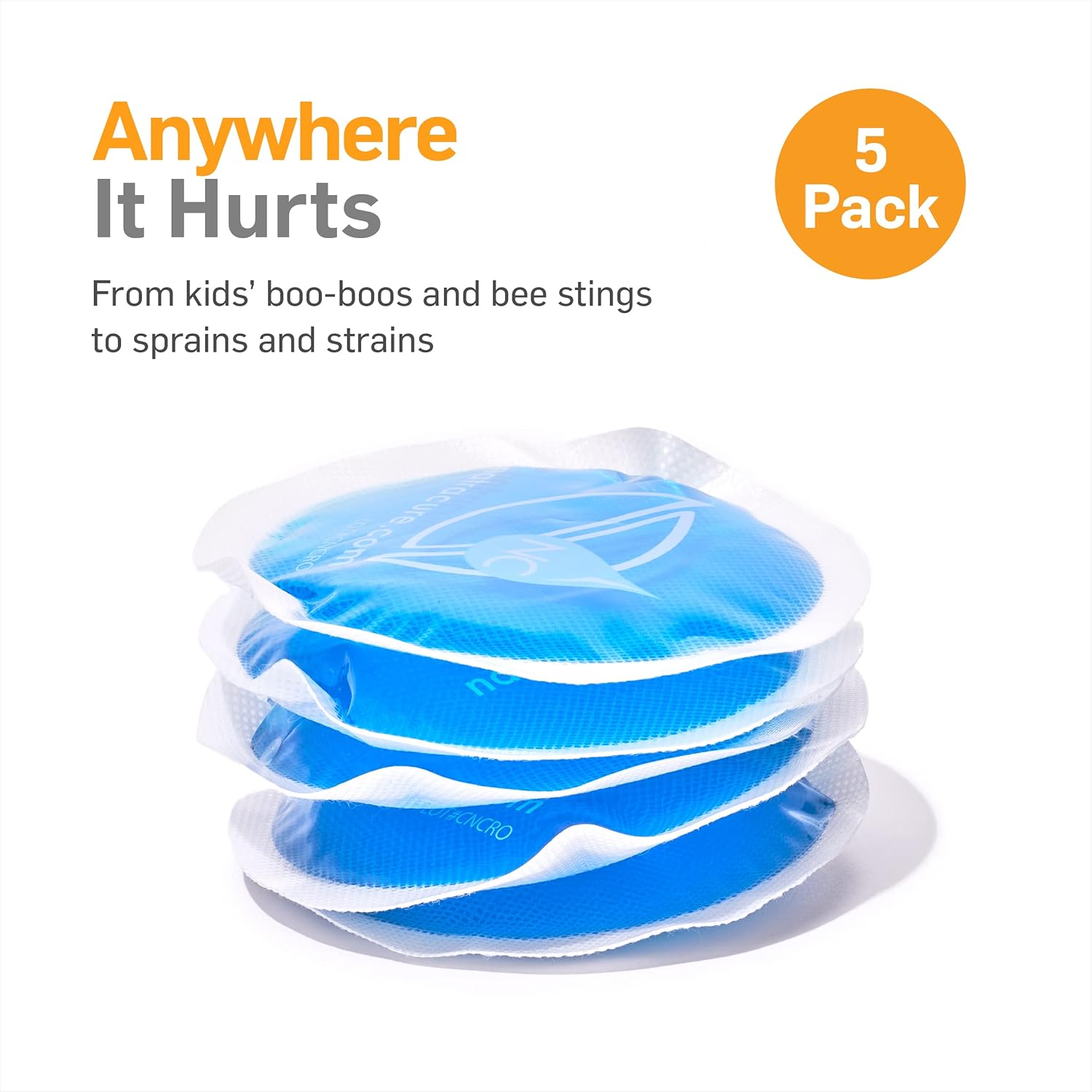 Small Gel Ice Cold Packs for Face – 4" Round, Reusable Cold Compress (5-Pack)