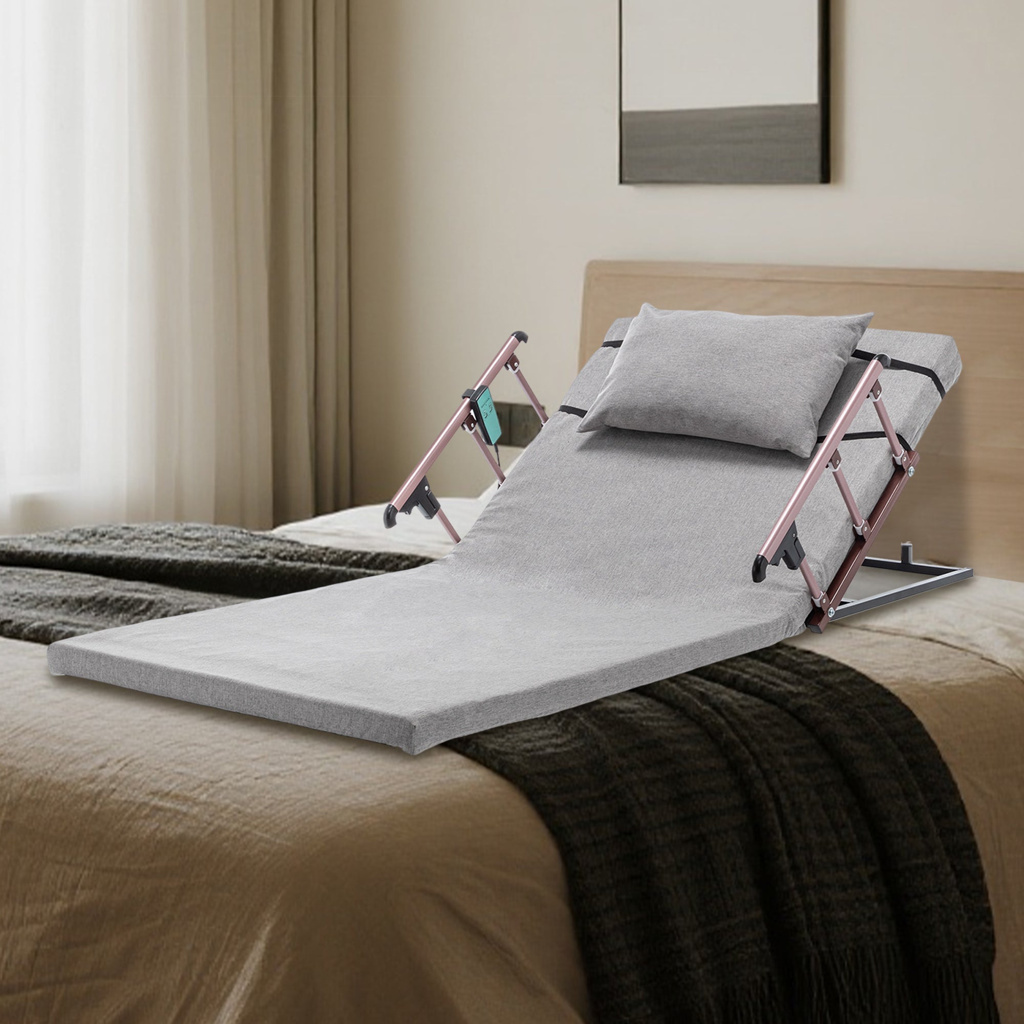 Bed Backrest Electric Adjustable 68 Degree Safety Rails Remote 300 LB 74 In