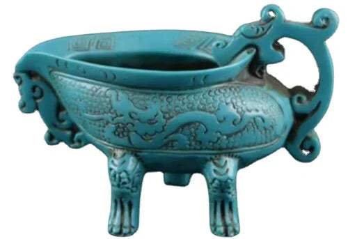 Carved Totem Flying Dragon Incense Burner – Auspicious Bronze-Finish Censer