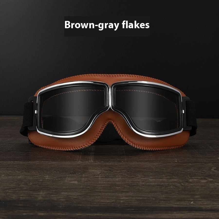 Men’s Retro Motorcycle Goggles with Adjustable Strap for Outdoor Sports