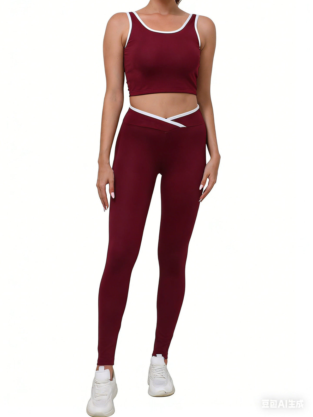 European And American Style High-Waisted Butt-Lifting Pants, Breathable Fitness Running Tank Top Set, Outdoor Women's Yoga Wear