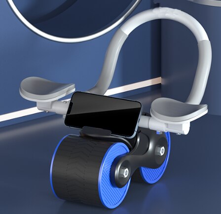 Indoor Home Exercise Flat Elbow Supporter 2 Wheel Ab Trainer Automatic Rebound Abdominal Wheel Roller