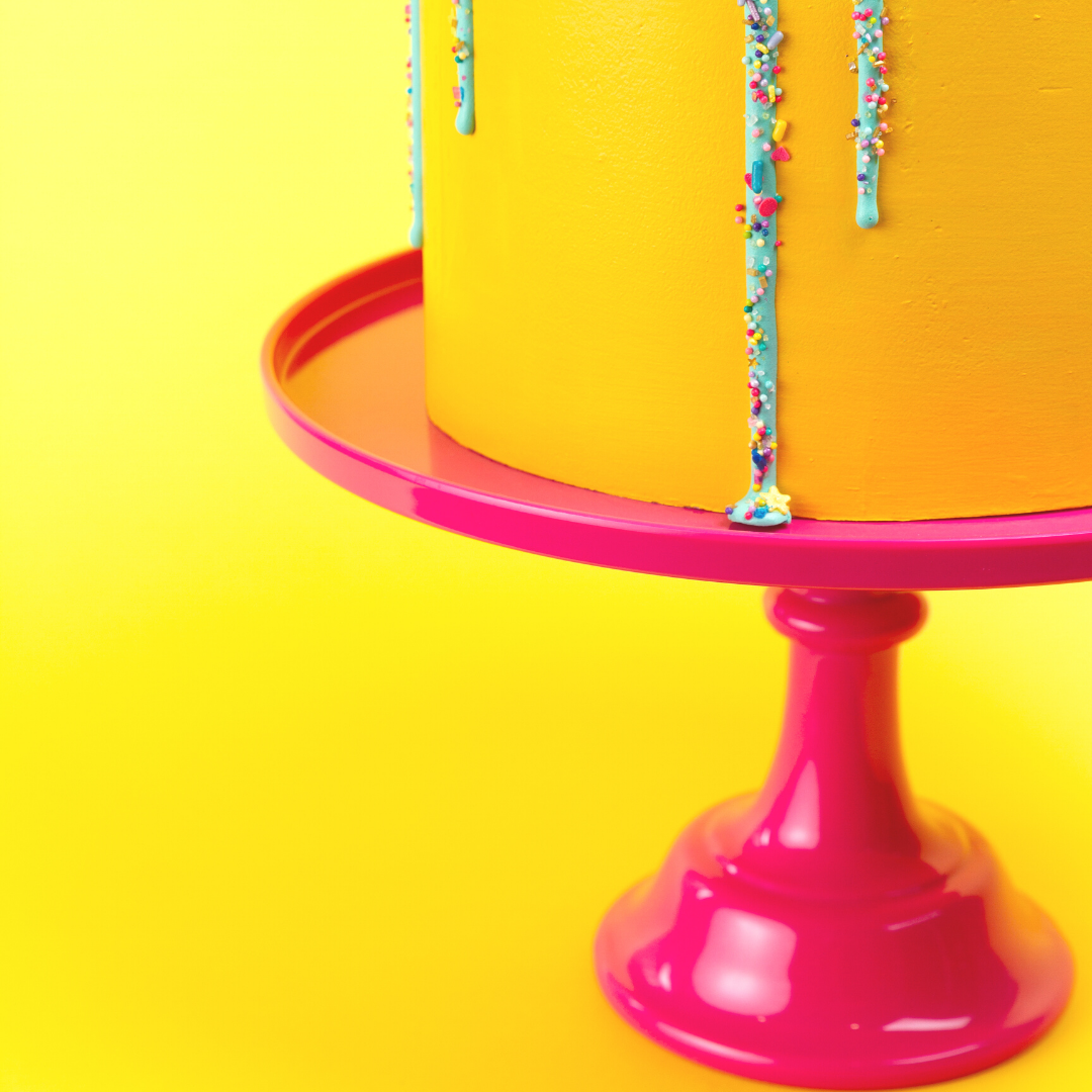 Bright Hot Pink Melamine Pedestal Cake Stand  | NEW
