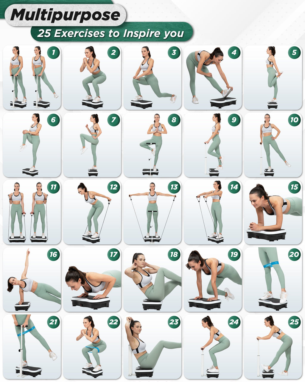 LX18 Vibration Plate, Pearl White, to activate muscles, improve strength, increase balance