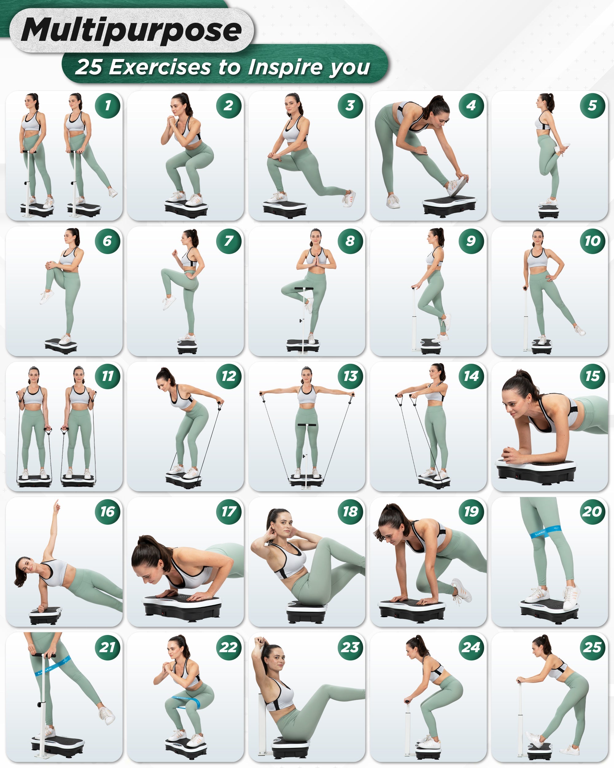 LX18 Vibration Plate, Pearl White, to activate muscles, improve strength, increase balance