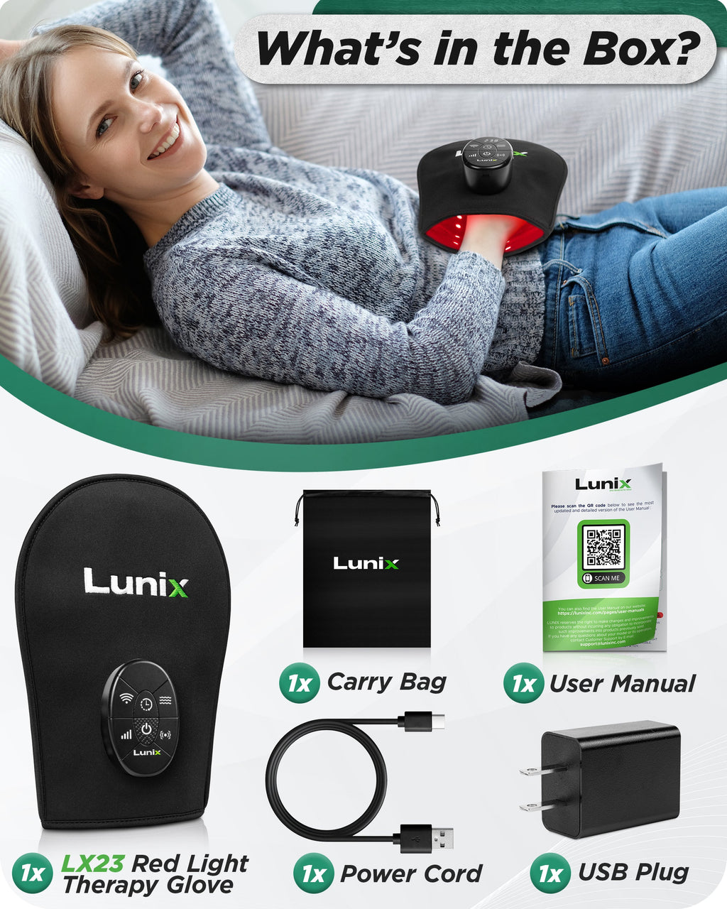 LX23 Red Light Therapy for Hand, Charcoal Black, to ease joint discomfort and stiffness