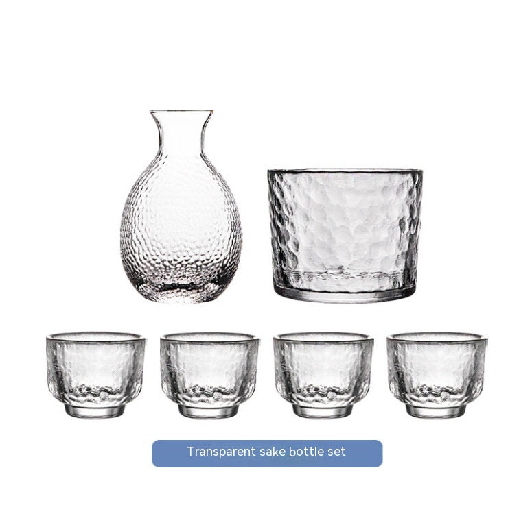 Japanese Hammered Glass Wine & Sake Set – 6-Piece