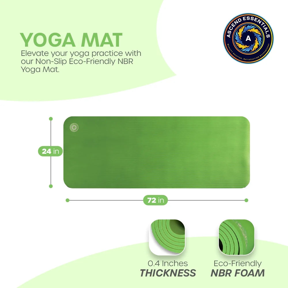 Yoga Mat 10 Mm Thickness with Carry Strap | Lightweight and Non Slip Yoga Mat for Pilates, Yoga | Free Ebook for Mat Workouts