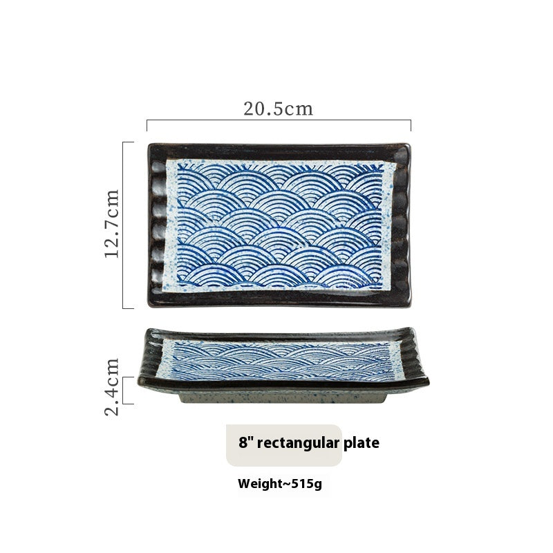 Rectangular Japanese Style Sushi Sashimi Plate and Cup
