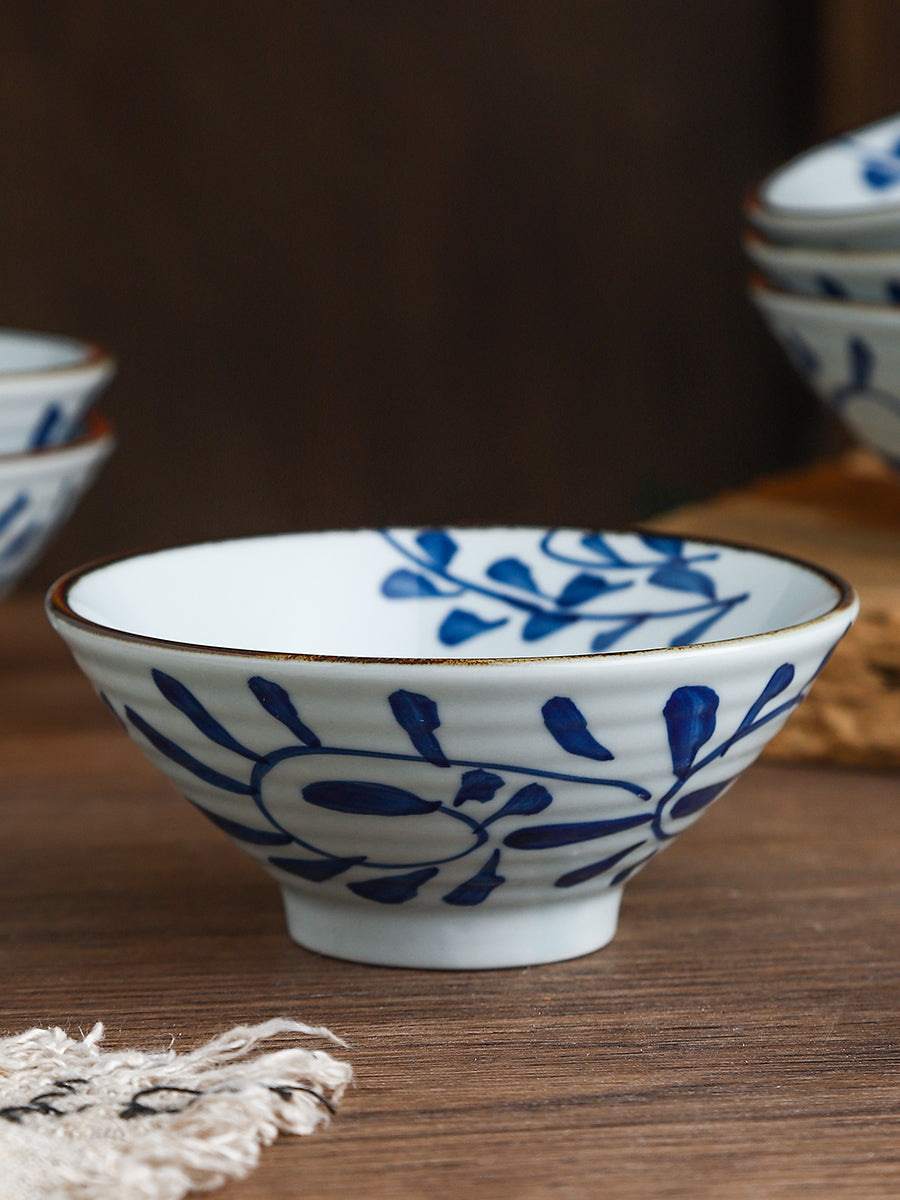 High Temperature Underglaze Ceramic Bamboo Hat Style Soup Bowl