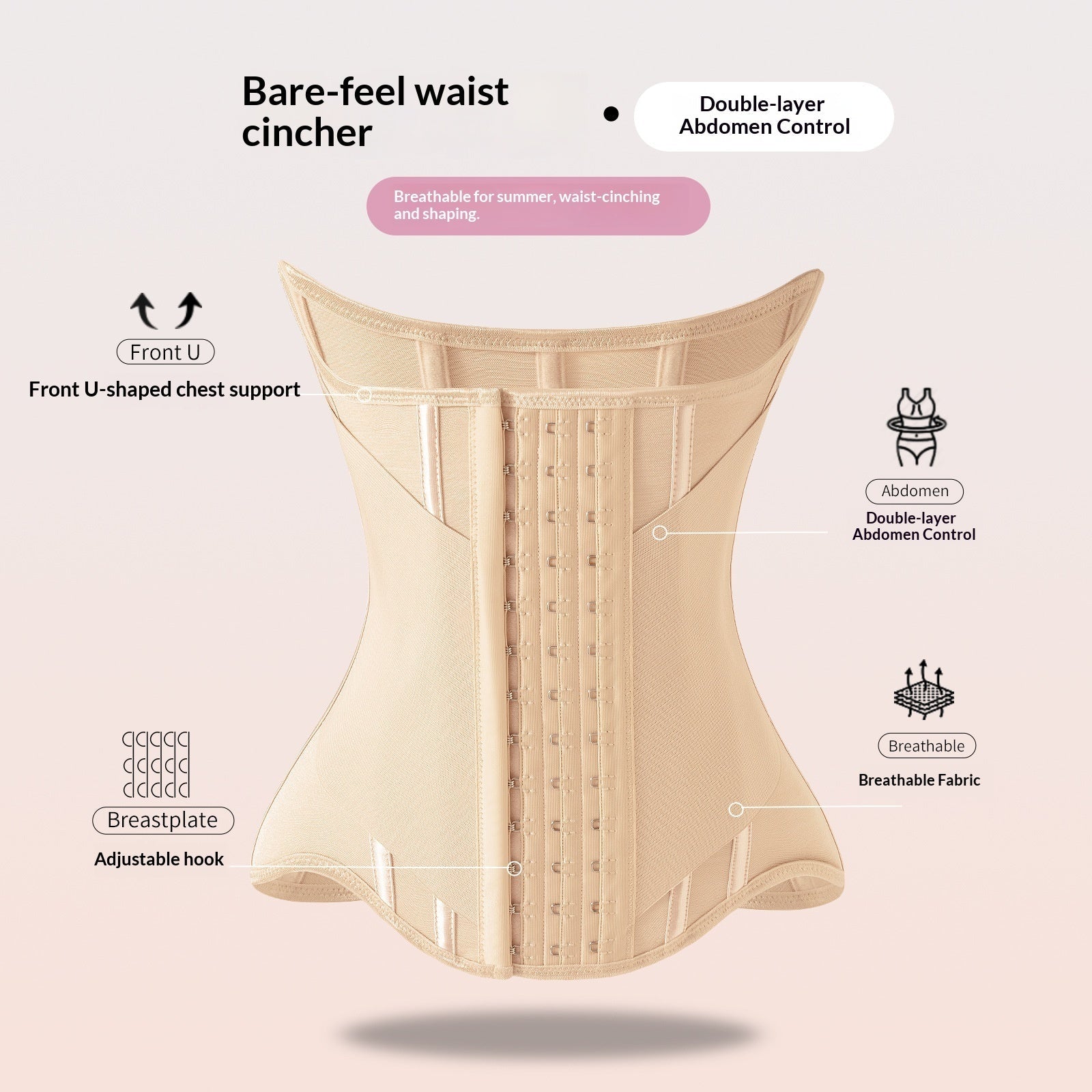 Waist Trainer Corset, Breathable, Enhanced