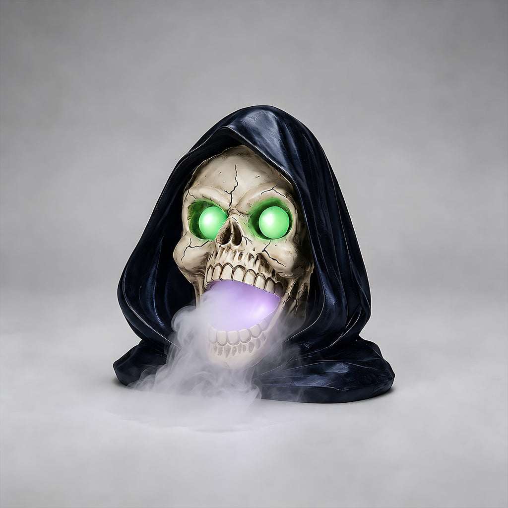 Halloween Grim Reaper Skull Statue with LED Light