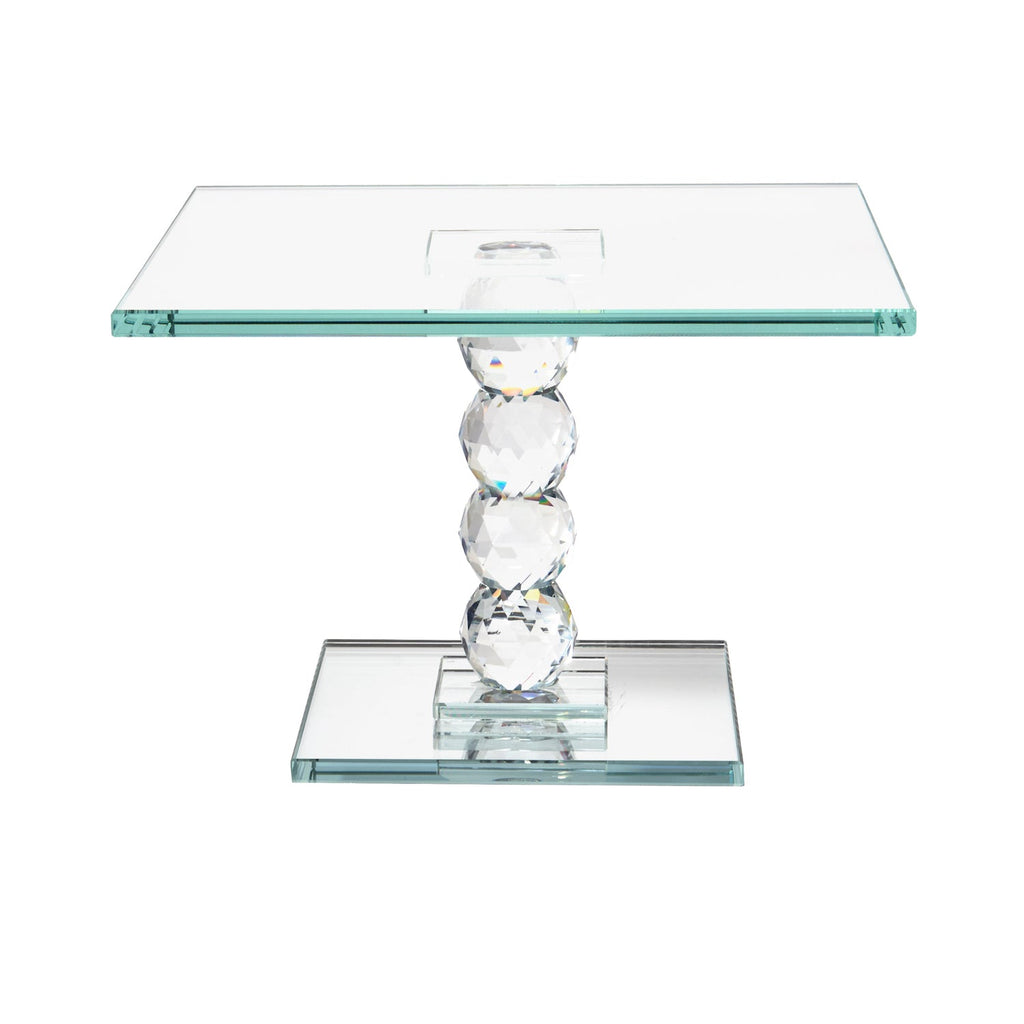Exquisite Crystal Dessert Stand with Mirror Pedestal Base
