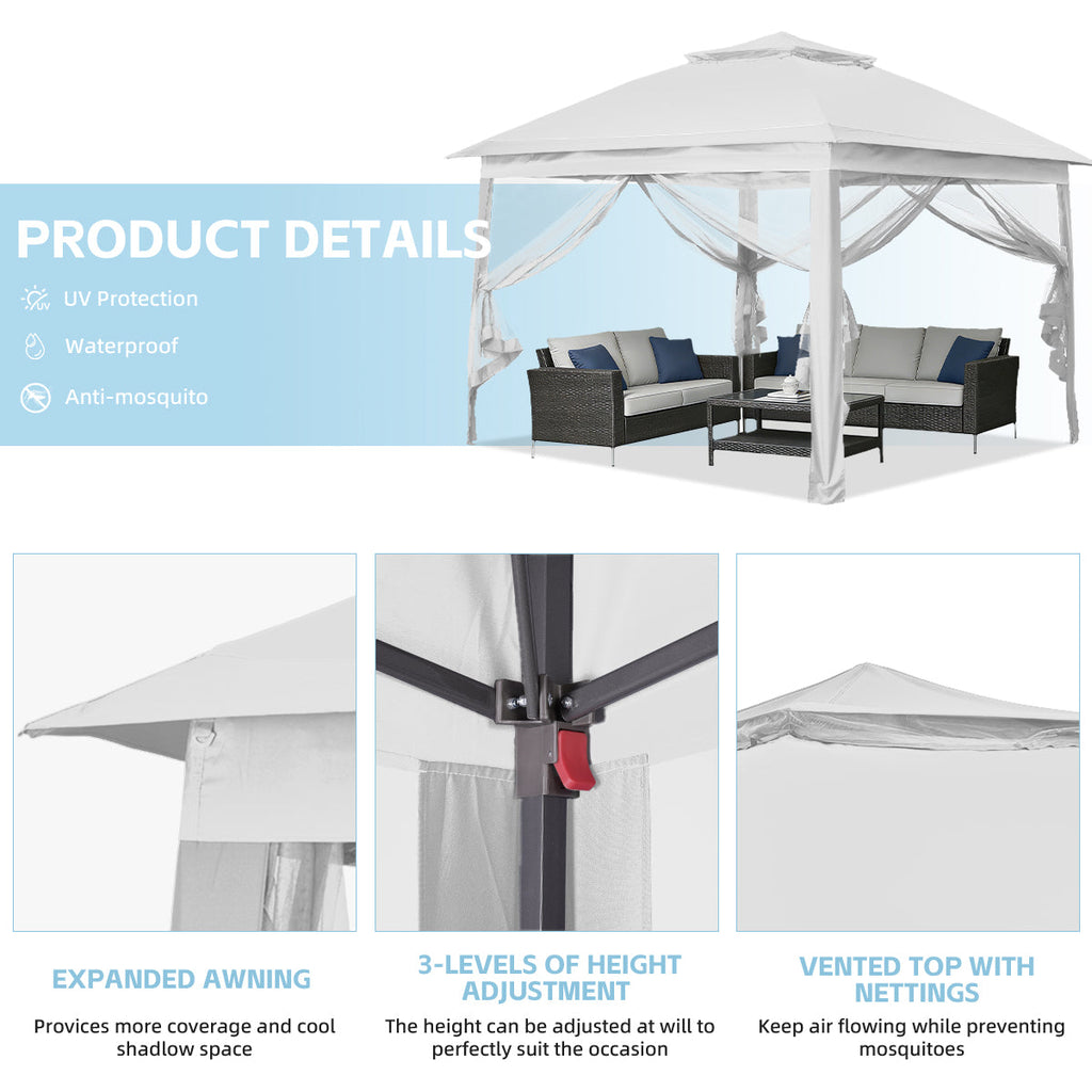 Ainfox 11ft x 11ft Heavy Duty Pop Up Gazebo Outdoor Canopy Shelter Instant Patio Gazebo Sun Shade Canopy Tent for Lawn Garden Backyard Deck