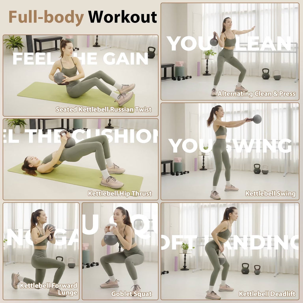 Soft Kettlebell Set –15Lbs Anti-Slip Grip & Wide Handle Design,Soft Kettlebell Set, Gentle Floor-Friendly Impact, for Home Functional Training, Home Gym