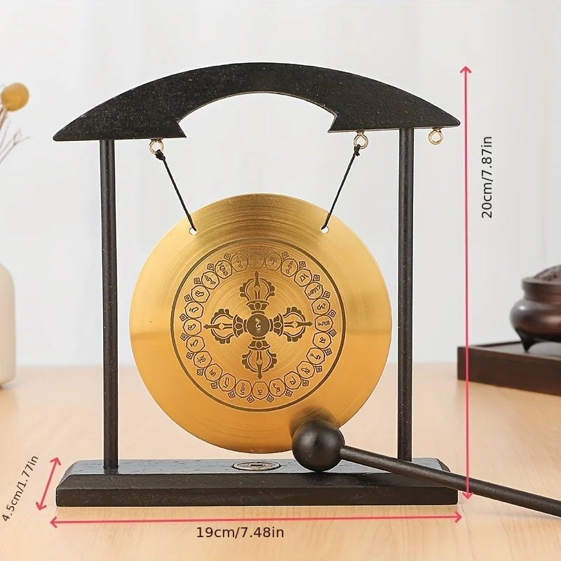 Bronze Meditation Gong with Wooden Frame and Mallet