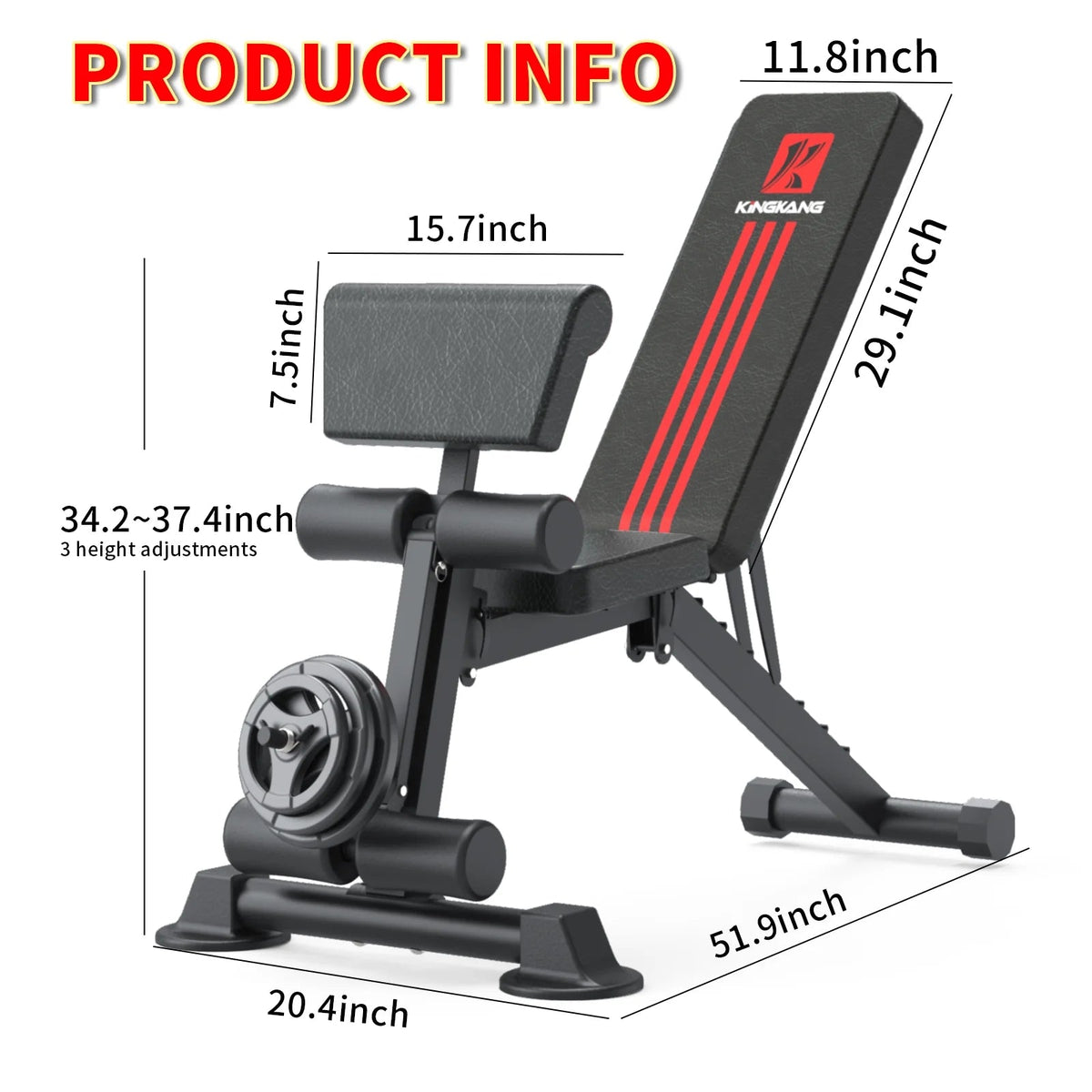 Adjustable Weight Bench, Exercise Dumbbells Bench for Full Body Workout,Foldable Workout Bench for Home Gym Maximum Weight 660 Lbs