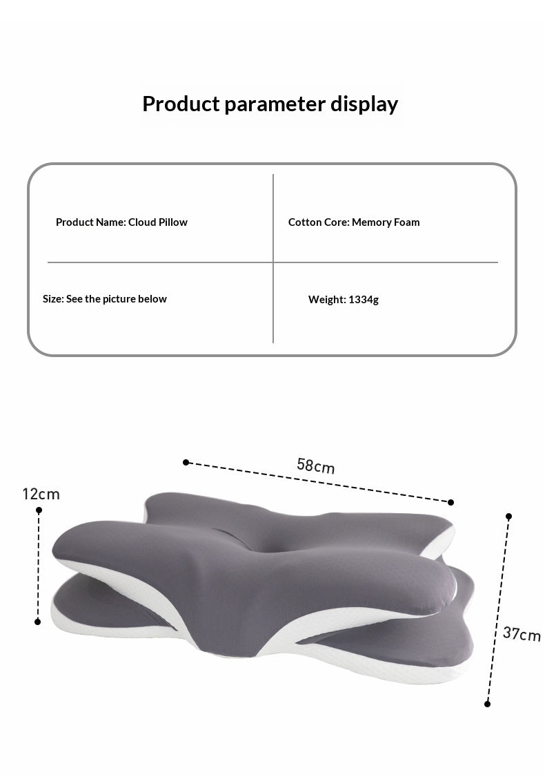 Memory Foam Butterfly Cervical Pillow – Slow Rebound, Breathable, 3 Fabric Options