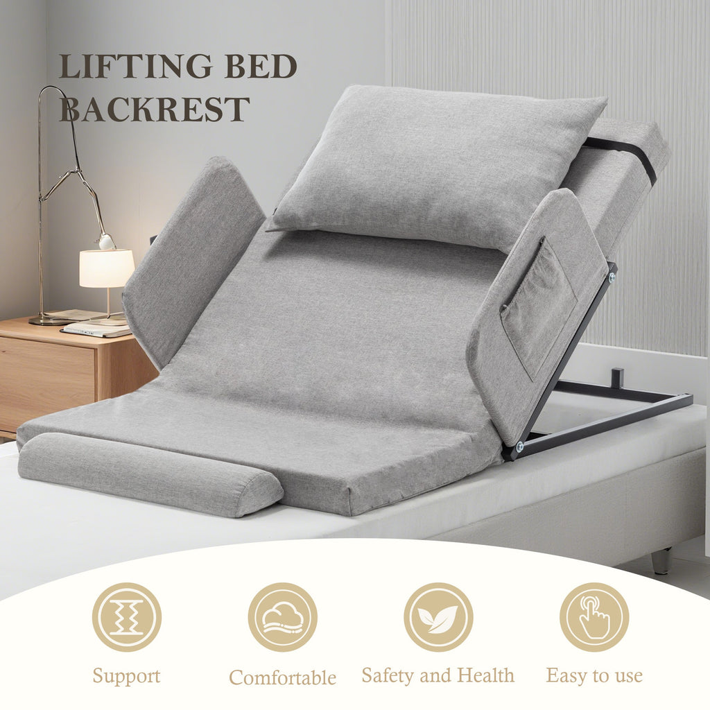 Bed Backrest Electric Adjustable 68 Degree Safety Rails Washable 300 LB