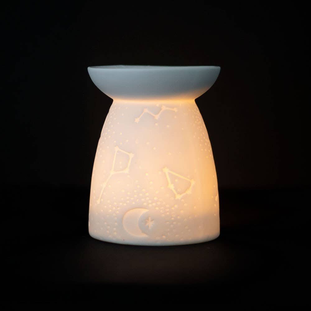 White Ceramic Constellation Tealight Wax Warmer