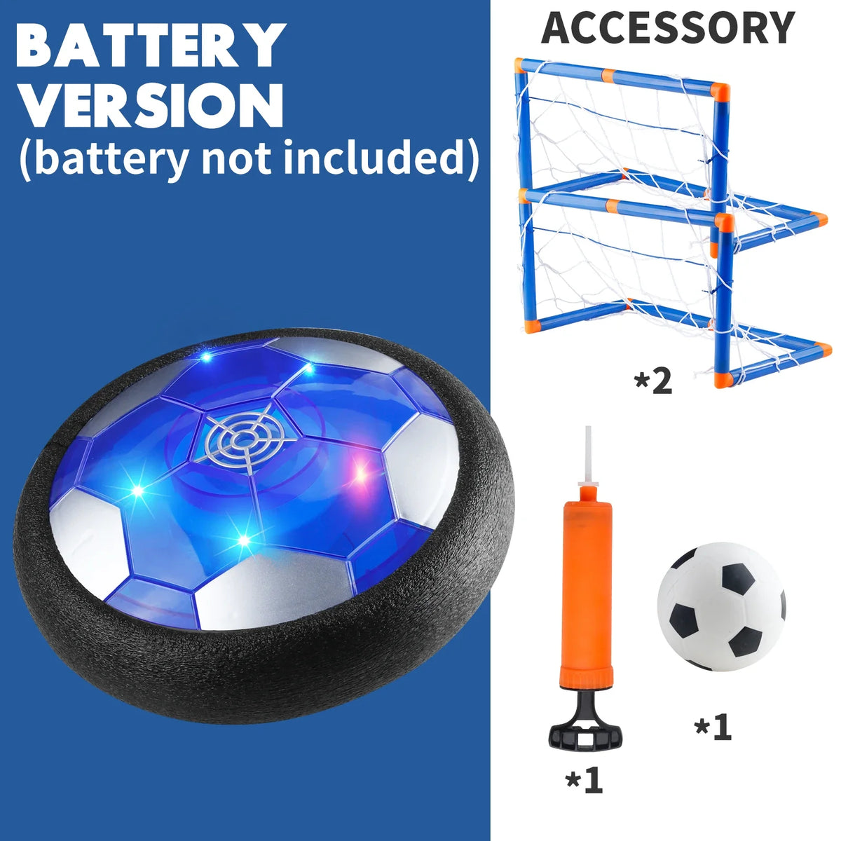 Indoor Hover Soccer Toy Gift Set, LED Air Football with Goal Nets, Family Sports Game for Boys Girls