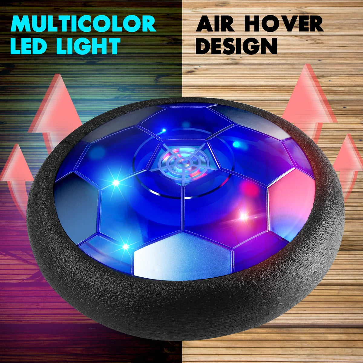 Indoor Hover Soccer Toy Gift Set, LED Air Football with Goal Nets, Family Sports Game for Boys Girls
