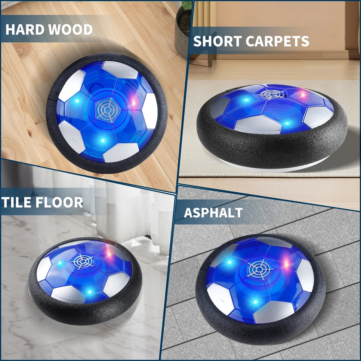 Indoor Hover Soccer Toy Gift Set, LED Air Football with Goal Nets, Family Sports Game for Boys Girls