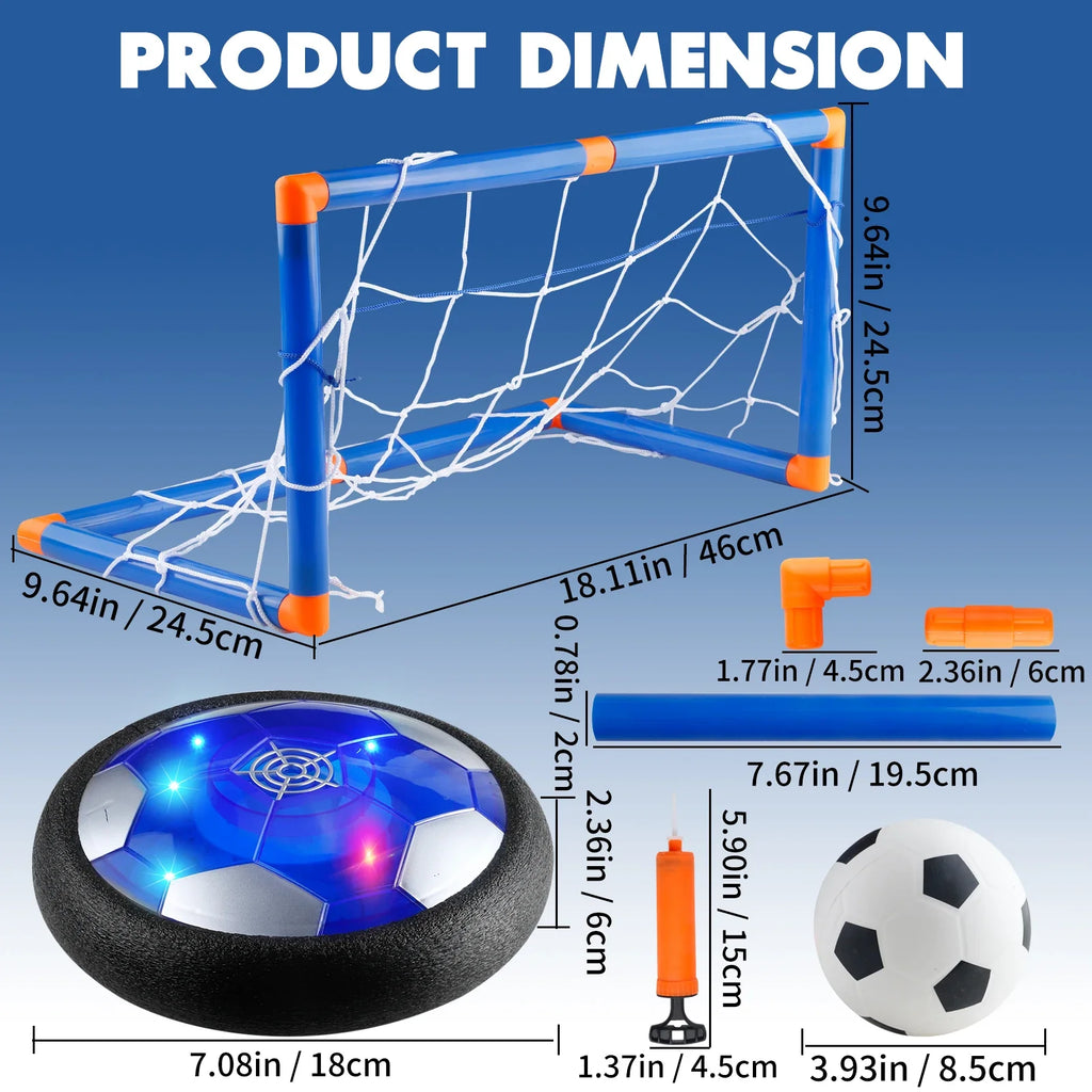 Indoor Hover Soccer Toy Gift Set, LED Air Football with Goal Nets, Family Sports Game for Boys Girls