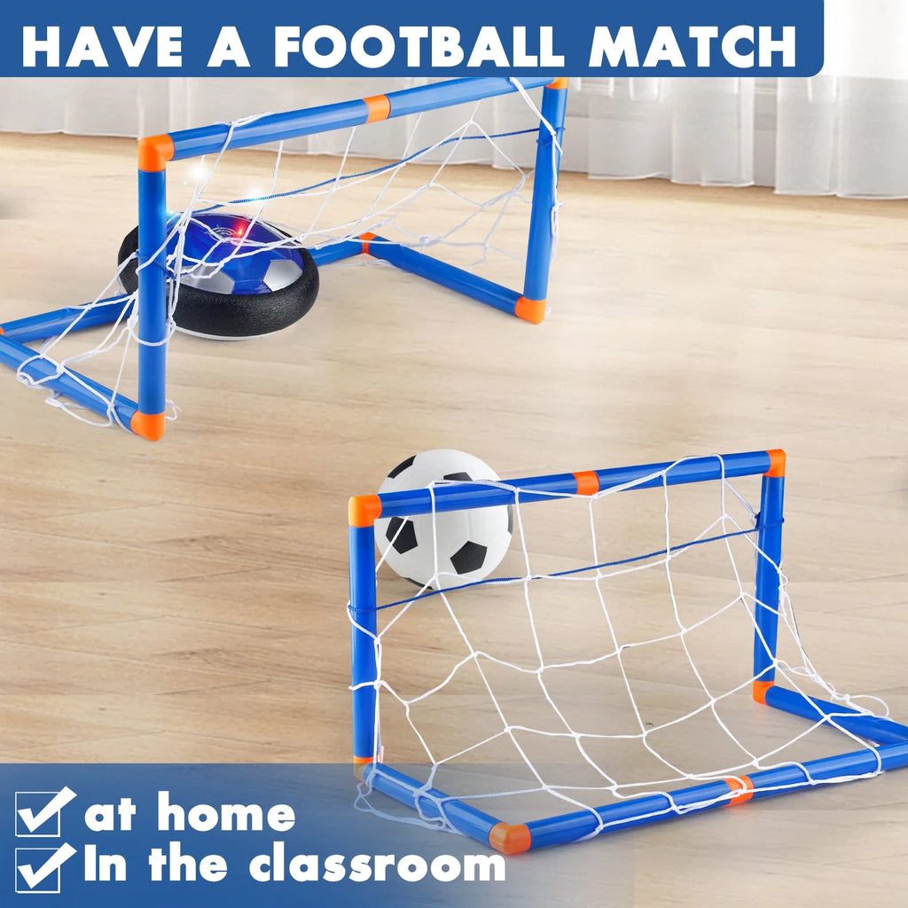 Indoor Hover Soccer Toy Gift Set, LED Air Football with Goal Nets, Family Sports Game for Boys Girls