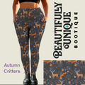 Pre-Order: Autumn Critters Exclusive Leggings with Side Pockets - High-quality Handcrafted Vibrant Fall Animals