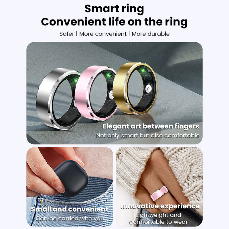 Smart Ring for Men & Women. Tracks Heart Rate, Blood Oxygen, Sleep. 5ATM Waterproof Fitness Tracker