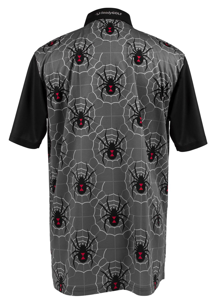 Black Widow Grey Mens Golf Polo Shirt by ReadyGOLF