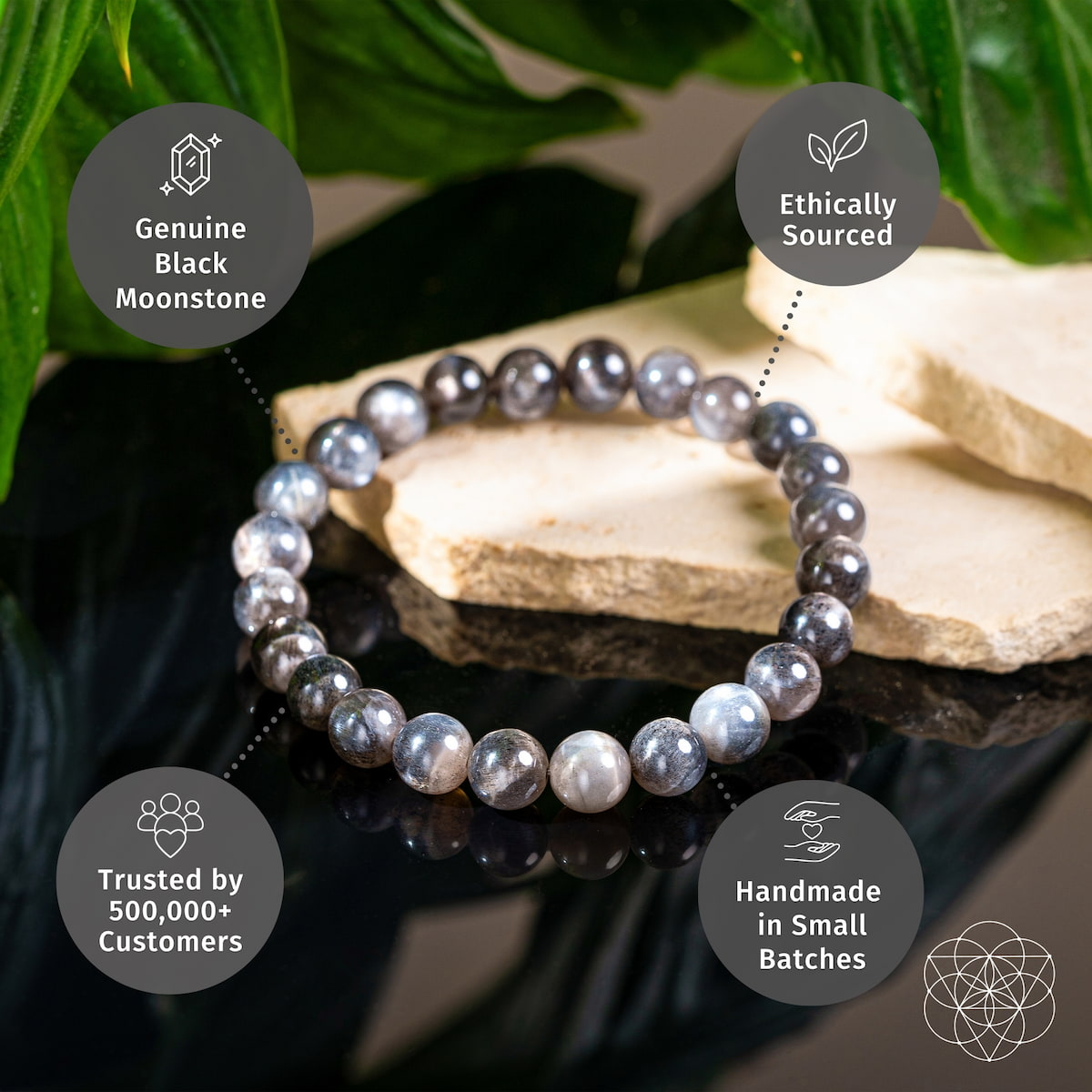 The Empath’s Cord Cutter – Black Moonstone Bracelet
