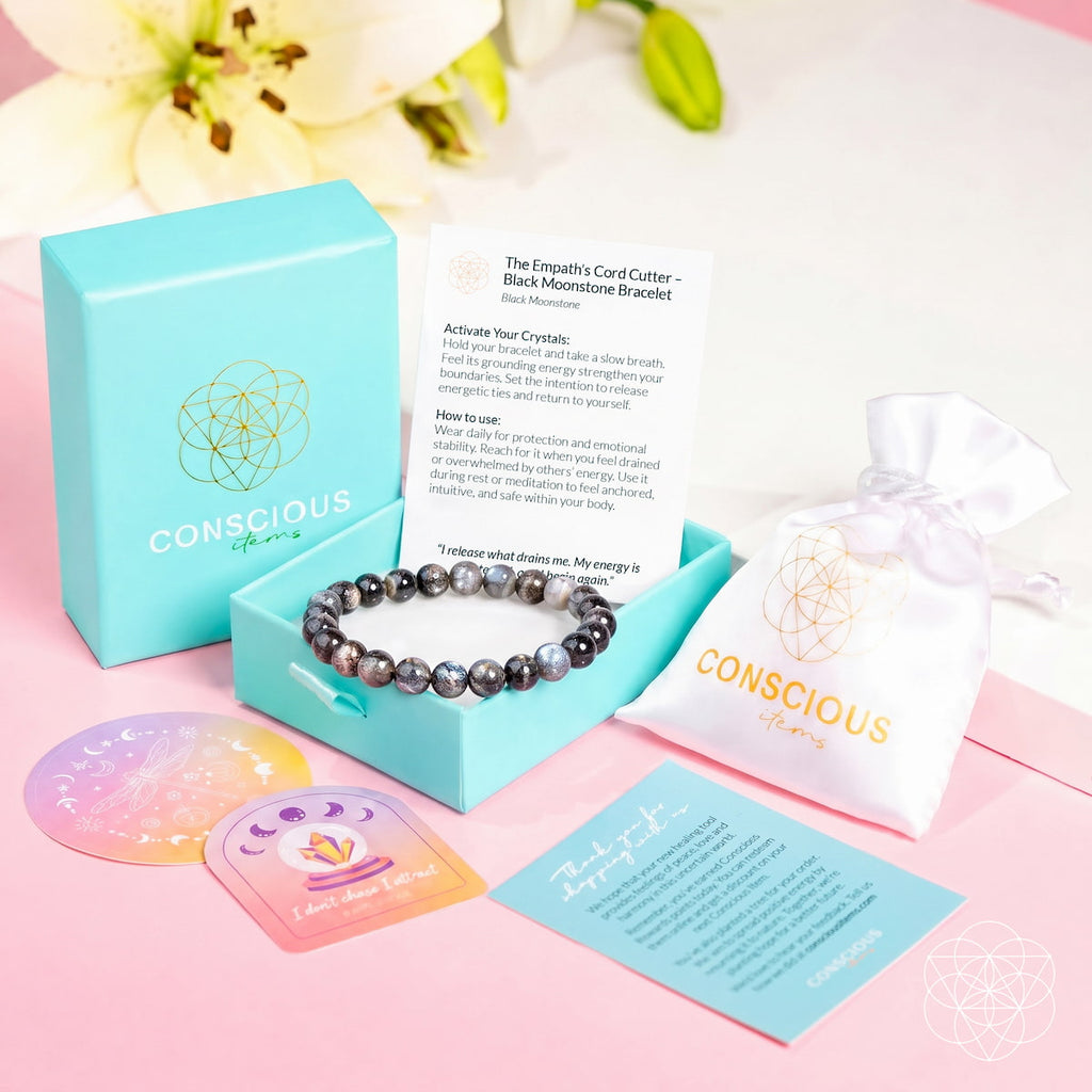 The Empath’s Cord Cutter – Black Moonstone Bracelet